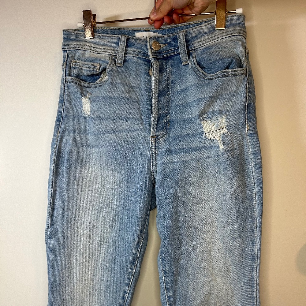 Straight leg high rise jeans